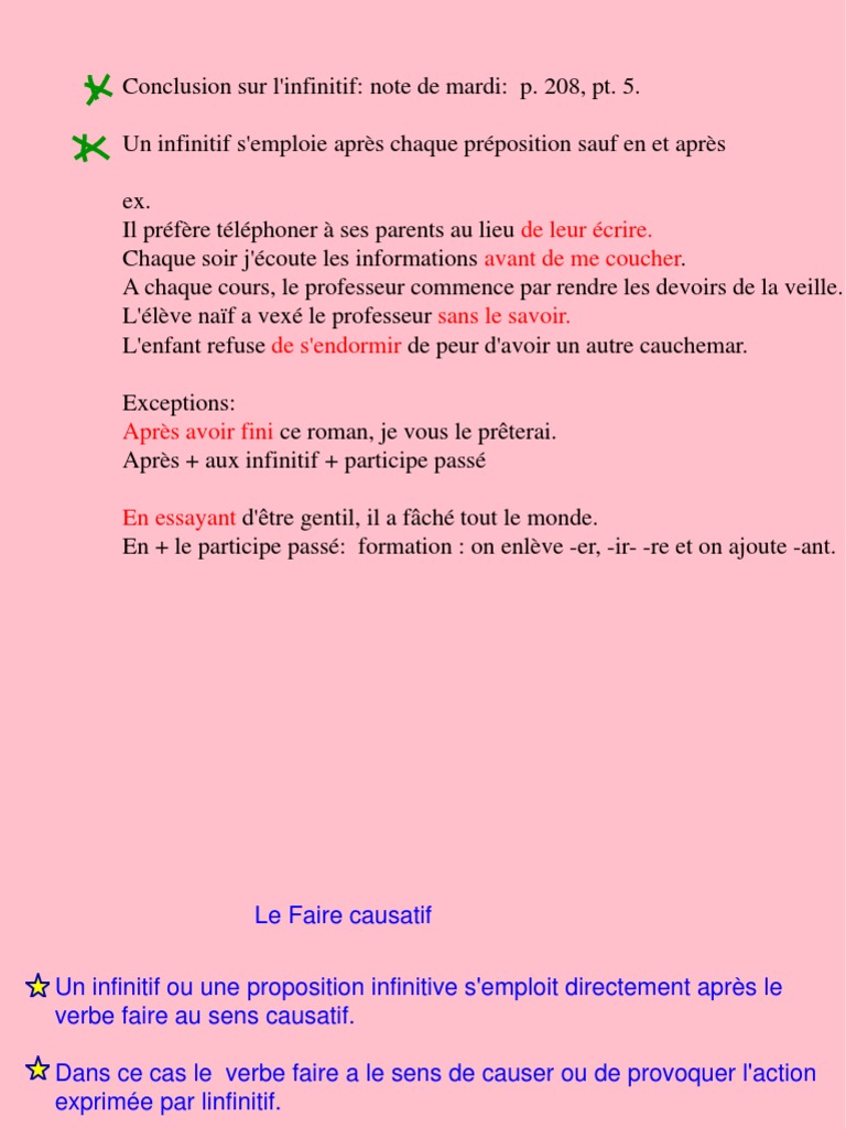 Faire Causatif Notes Ppt Verbe Complement D Objet