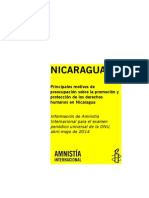 Nicaragua: Principales Motivos de Preocupación Sobre La Promoción y Protección de Los Derechos Humanos en Nicaragua