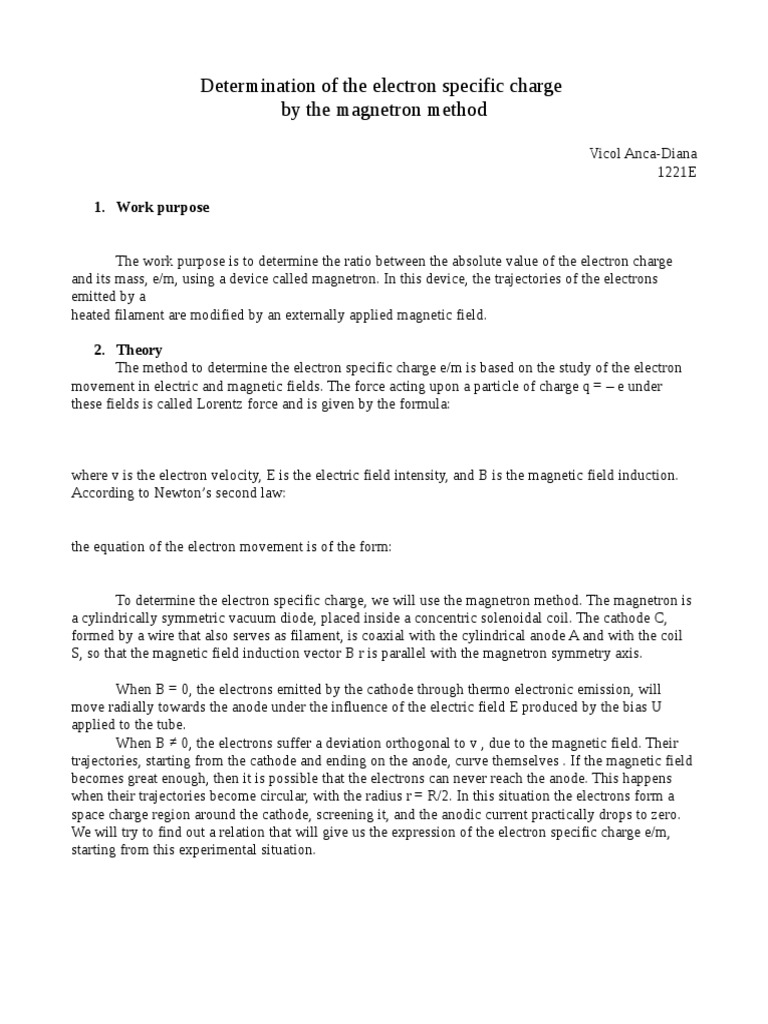 Electron Charge-to-Mass Ratio via Magnetron | PDF | Electron | Cathode