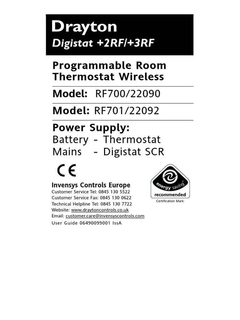 Digistat 2RF - 3RF Installation Instructions | PDF | Electrical Wiring |  Thermostat