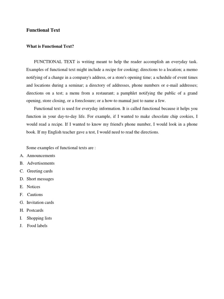 Functional Text