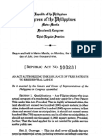 Republic Act No. 10023 Residential Free Patent Act