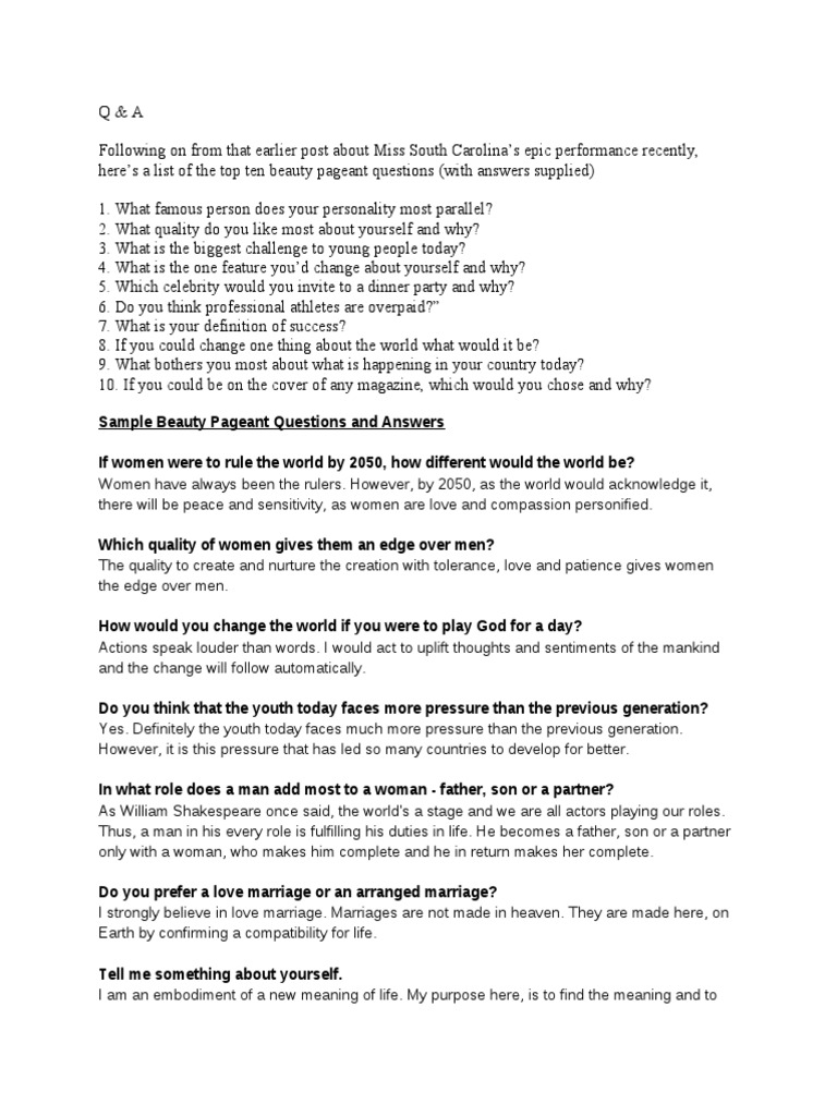 How To Answer Pageant Questions