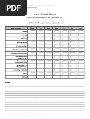 Learner s Weekly Planner