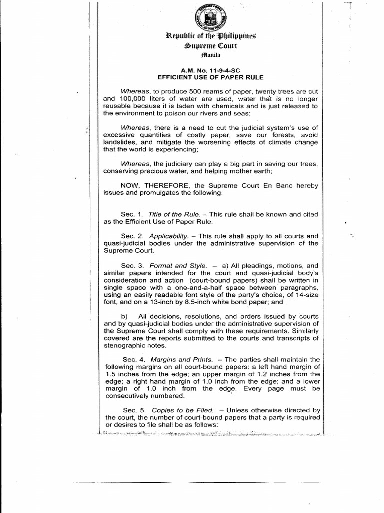 AM 1194SC Efficient Paper Rule PDF Supreme Courts Virtue