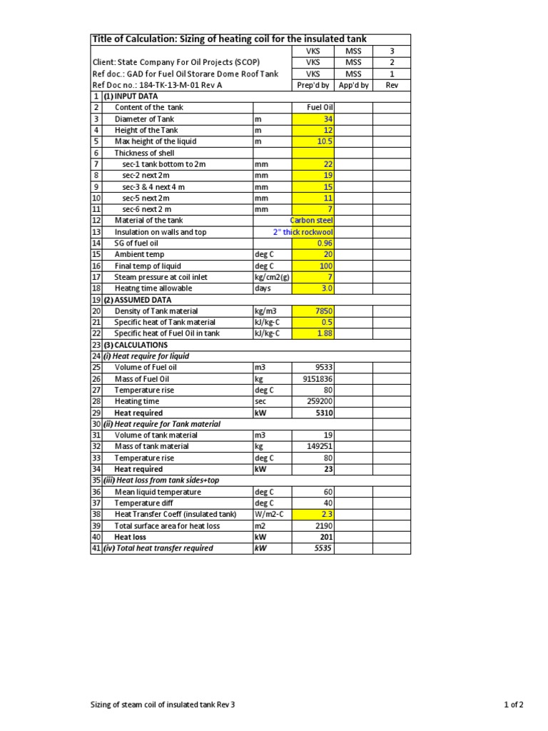 Steam Coil Sizing for Insulated Tank | PDF | Steam | Heat Transfer