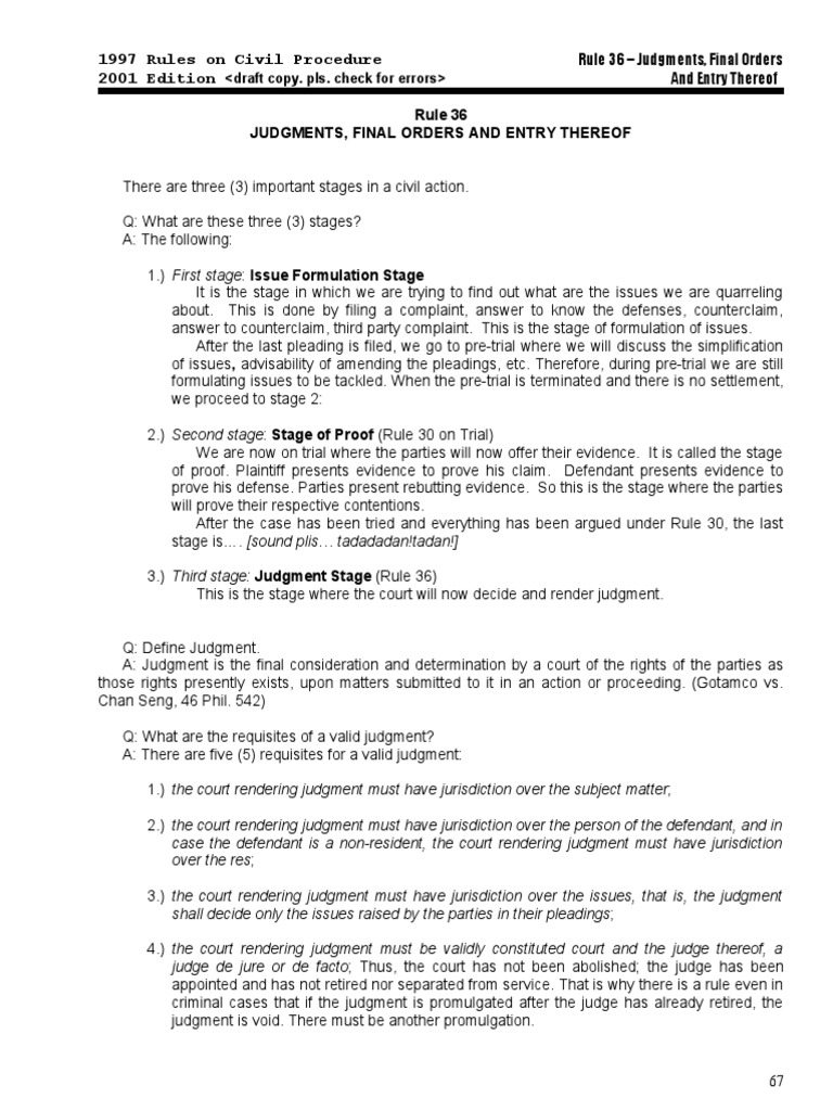 Rule 36 - JDGMNTS, Final Order | PDF | Complaint | Nolo Contendere