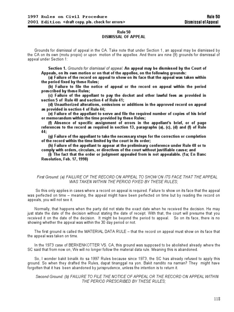 Rule 50 Dismissal of Appeal PDF Brief (Law) Constitutional Law