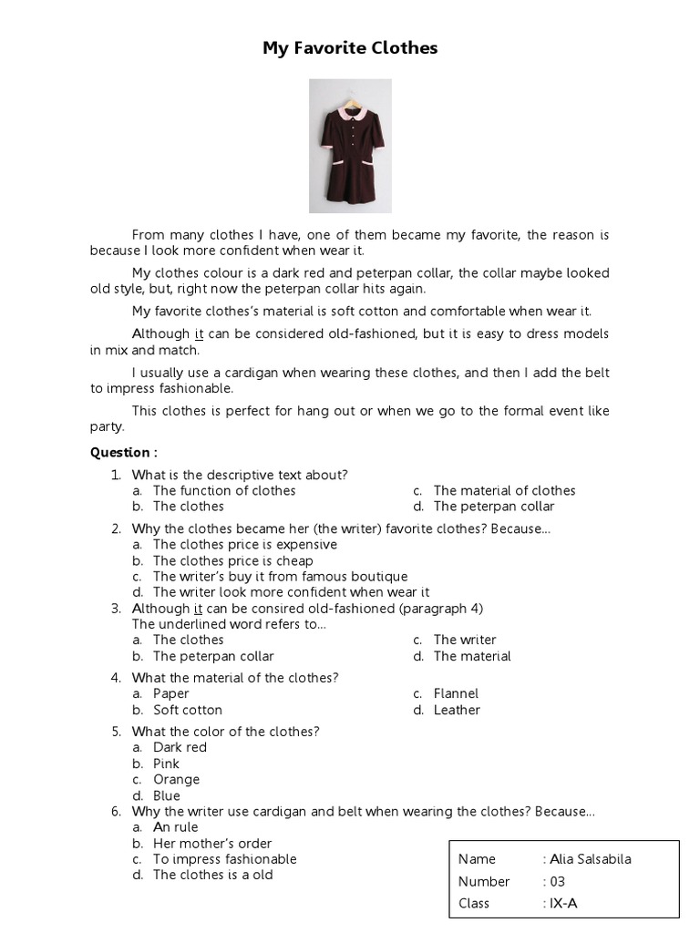 Descriptive Text My Favorite Clothes Clothing Fashion & Beauty