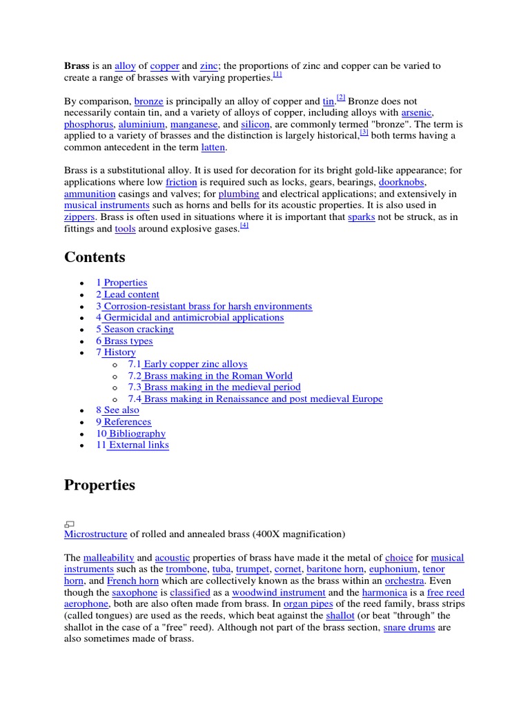 Brass Is An Alloy of Copper and Zinc | PDF | Brass | Bronze