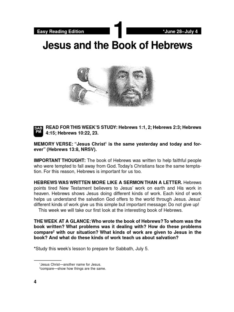 Jesus and The Book of Hebrews 28 Jun - 4 Jul | PDF