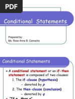 Conditional Statements: Prepared By: Ms. Rose Anne B. Camacho