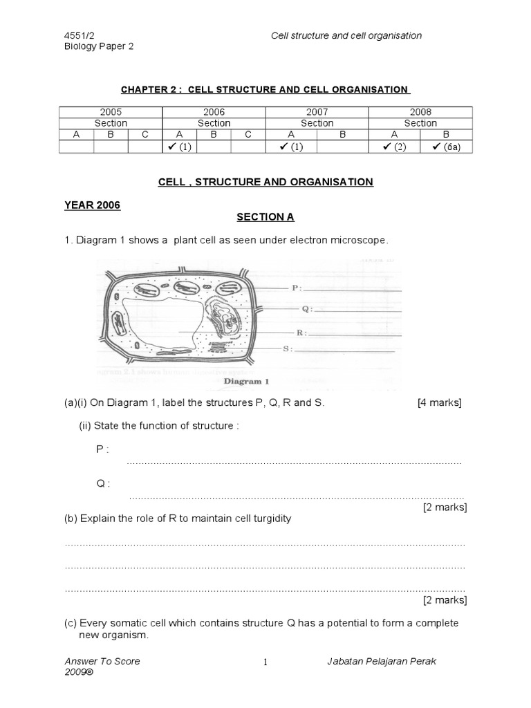 2 Cell Structure and Cell Organization | PDF
