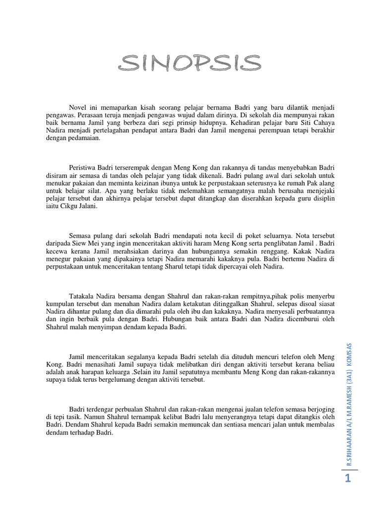 Folio Komsas Tingkatan 3 Novel Merenang Gelora  PDF