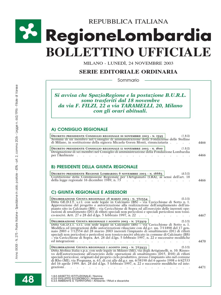 Delibera Giunta Regionale Lombardia14964-2003 | PDF, image size:768x1024