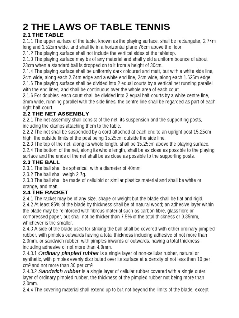 2 The Laws of Table Tennis PDF Referee Sports
