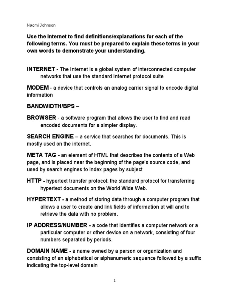 Essential Internet Terminology Explained | PDF | Internet ...