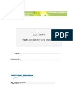 ID: 70494 Test: Probability and Statistics