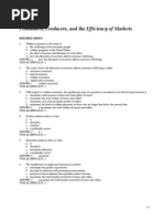 Consumers, Producers, and The Efficiency of Markets: Multiple Choice