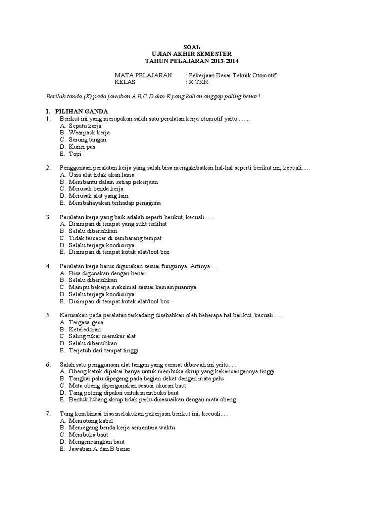 Soal UAS PEkerjaan Dasar To PDF