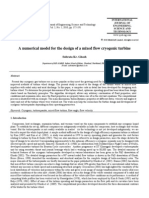 A Numerical Model For The Design of A Mixed Flow Cryogenic Turbine