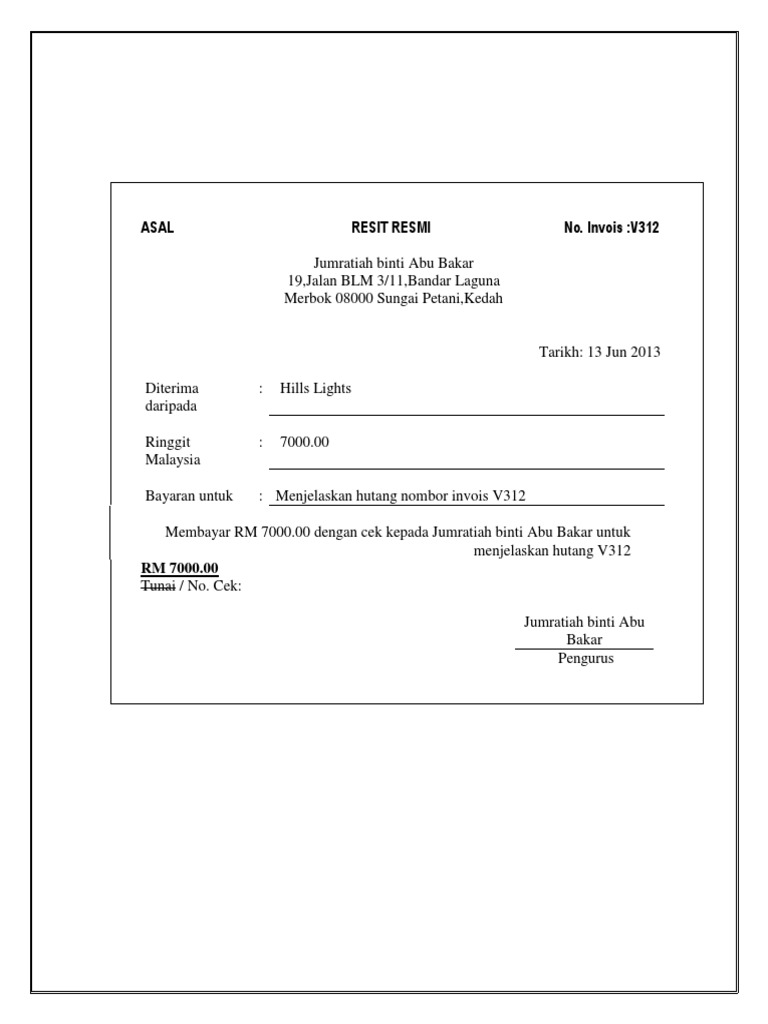 Contoh Resit Rasmi Asal1 Pdf