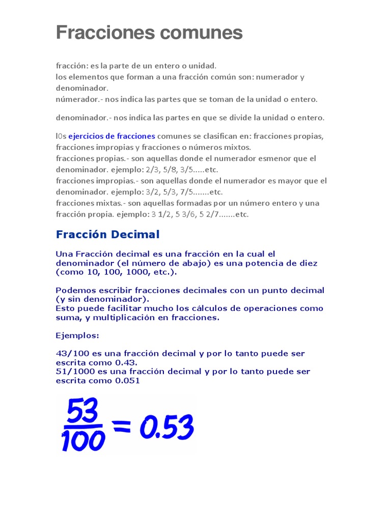 Fracciones Comunes PDF