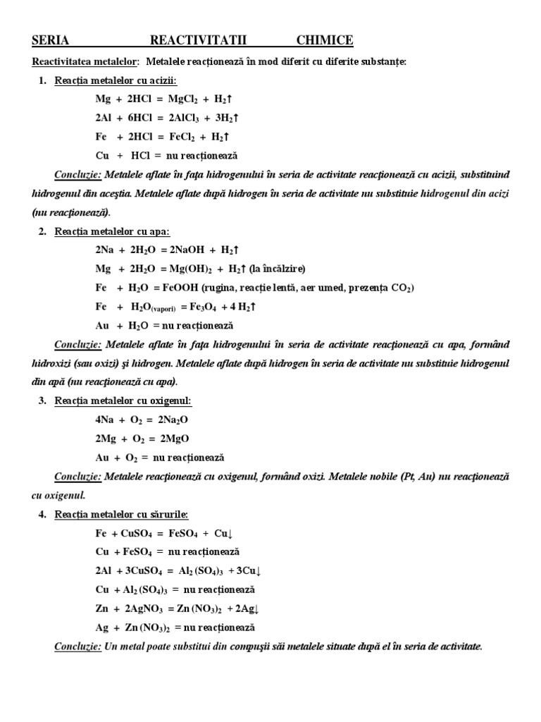 Seria Reactivitatii Chimice 5