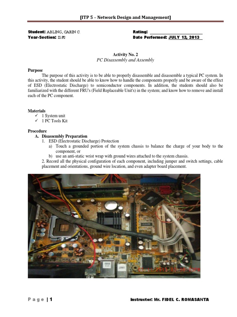 Activity 2 PC Disassembly and Assembly PDF Electrical Connector