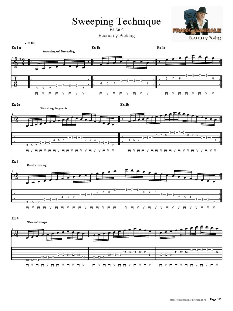 Sweeping Technique: Parte 4 Economy Picking | PDF | String Instruments ...