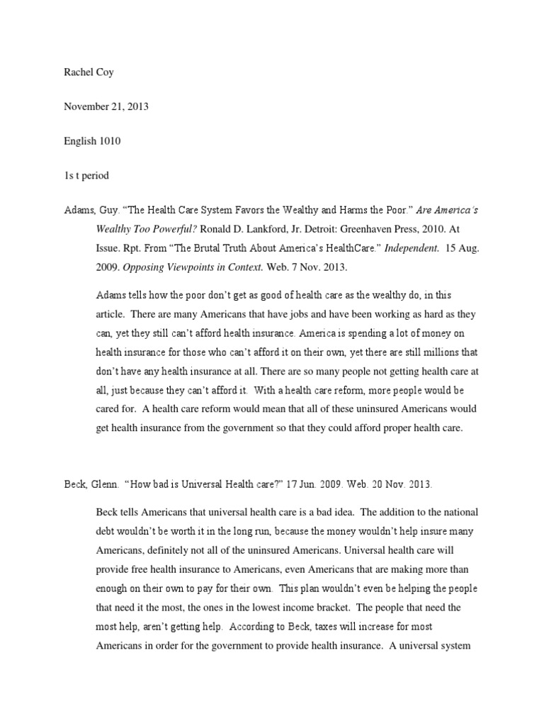 Annotated bibliography healthcare image