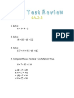 Math Test Review-Order of Operations