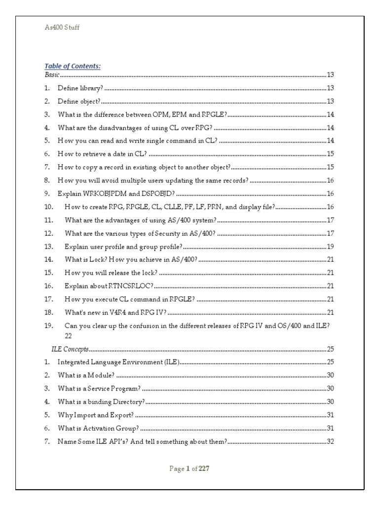 As400 Bits and Pieces | PDF | Ibm Rpg | Subroutine