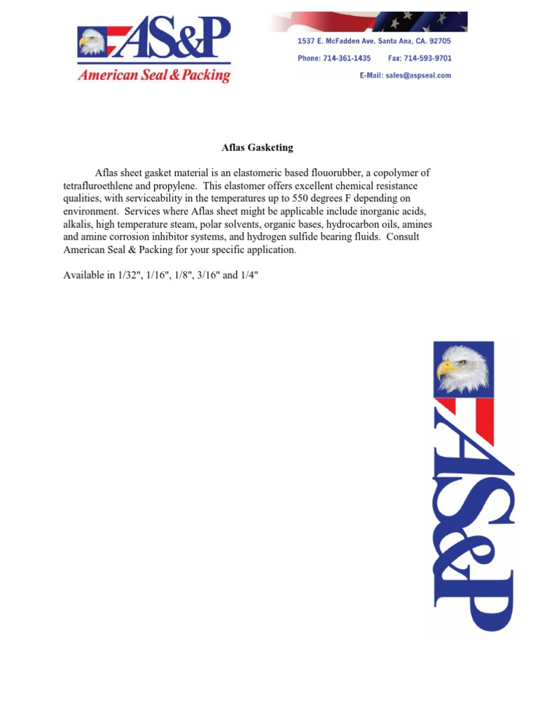 Aflas Gasket Pdf Materials Chemical Substances