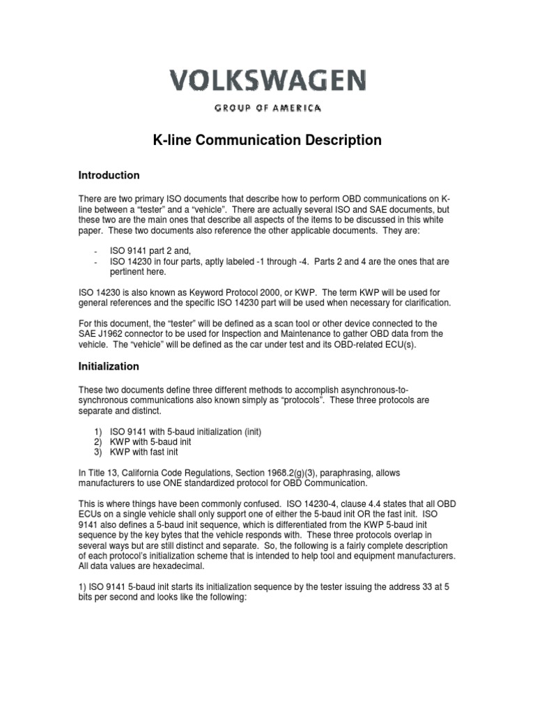 K-Line Communication Protocols Explained | PDF | Communications ...