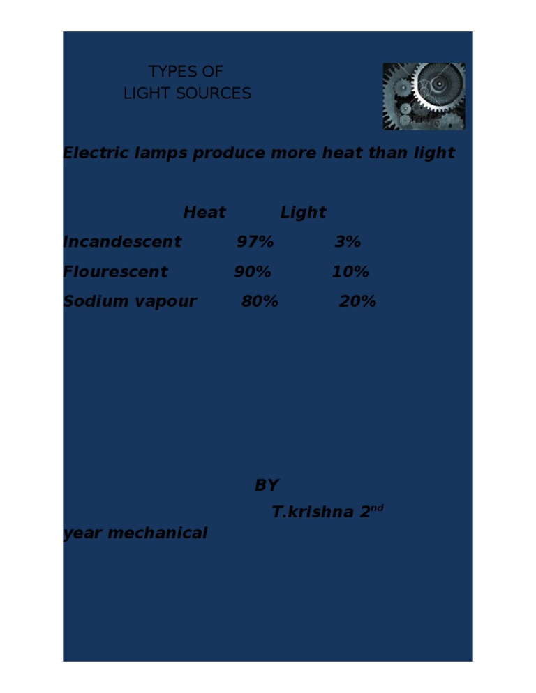 Types of Light Sources Explained | PDF
