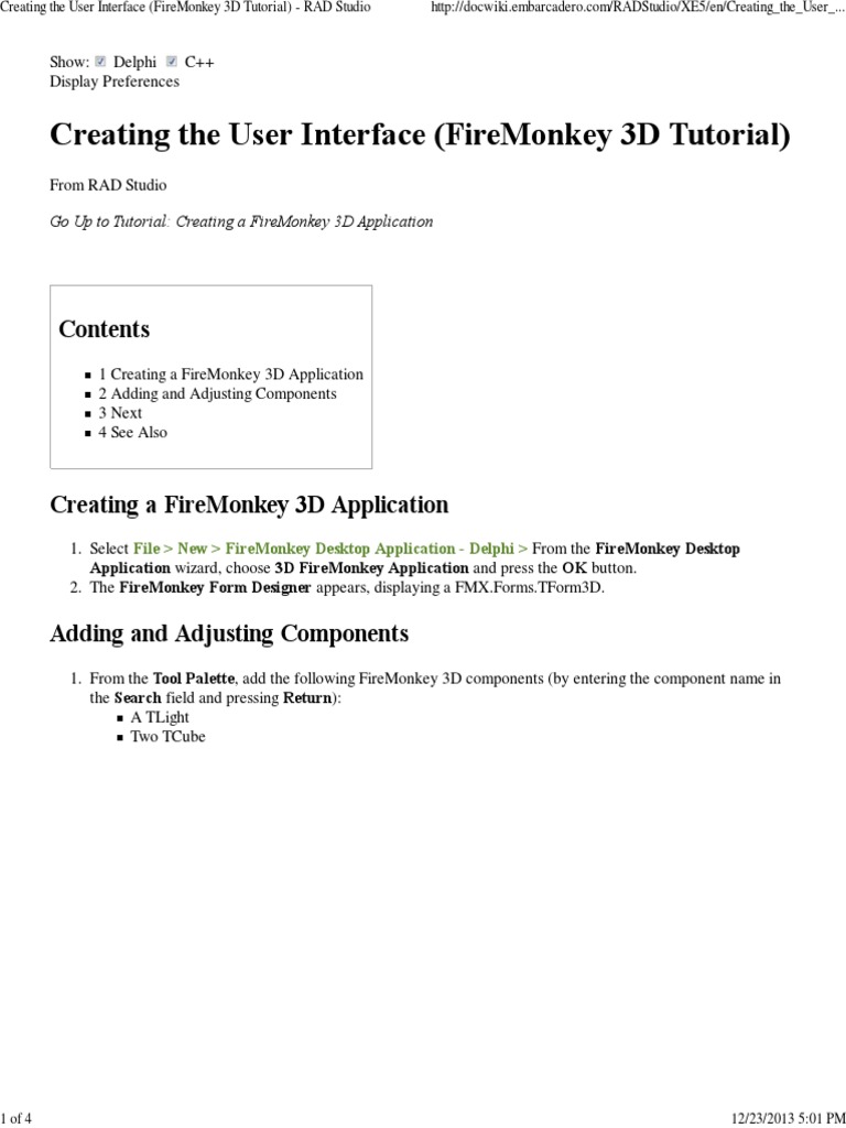 FireMonkey 3D Application Tutorial | PDF | Graphical User Interfaces ...