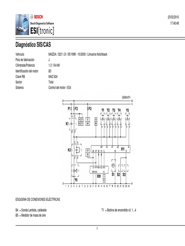 Diagrama eléctrico Mazda 323 1998-2000 | PDF
