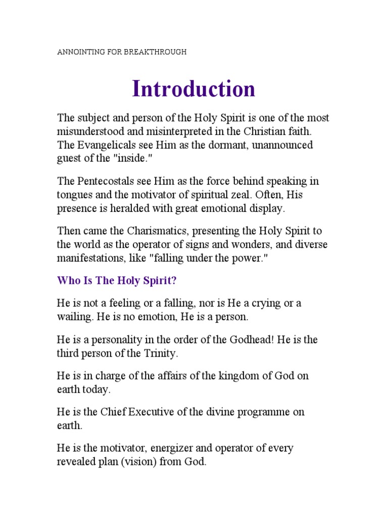Annointing For Breakthrough Religious Belief And Doctrine Religious Behaviour And Experience