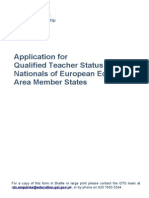 Application For Qualified Teacher Status Nationals of European Economic Area Member States