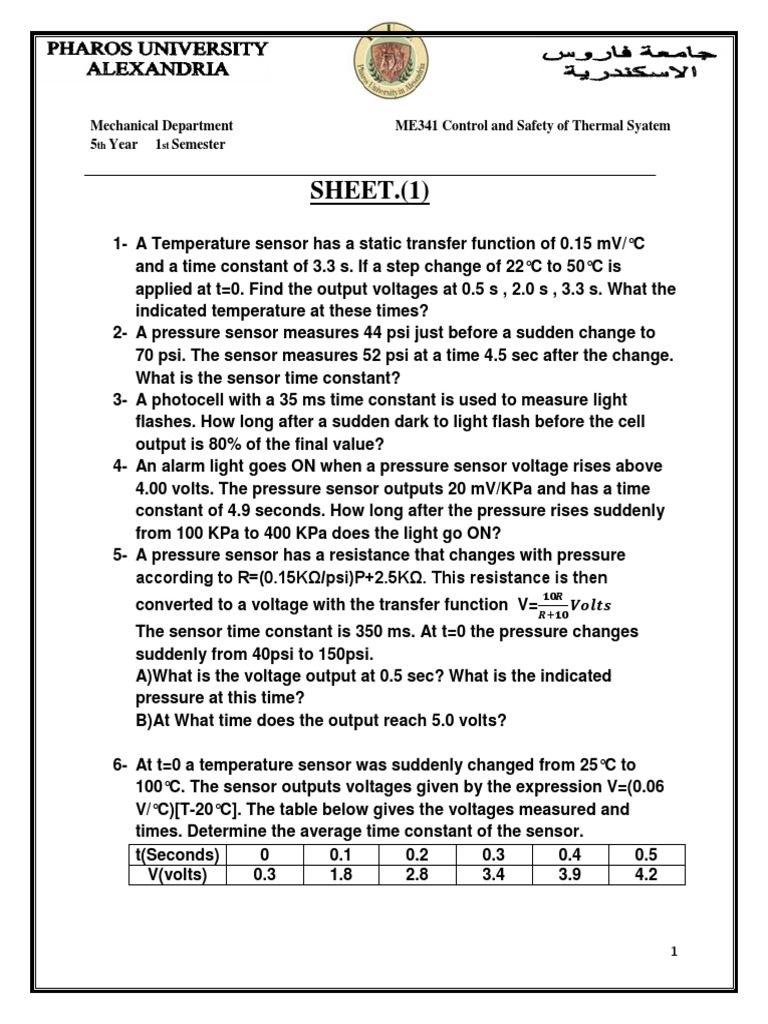 Thermal System Control Exercises | PDF | Teaching Methods & Materials