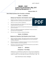 May 2011 Marketing Management Paper