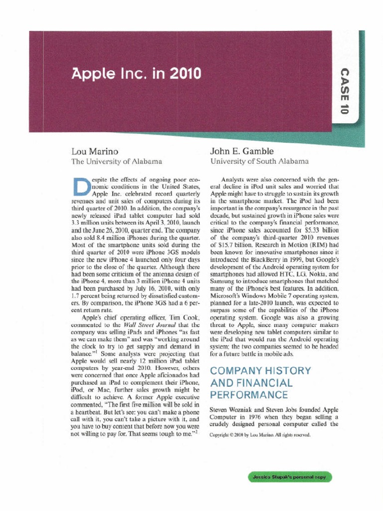 apple inc 2012 case study analysis