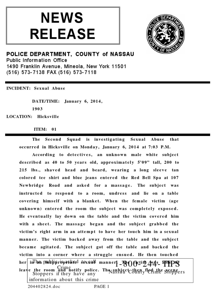 News release 1 800 244 tips pdf