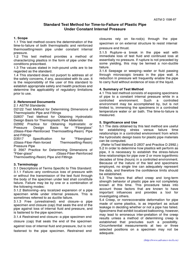 Time-to-Failure Test for Plastic Pipe | PDF | Pipe (Fluid Conveyance ...