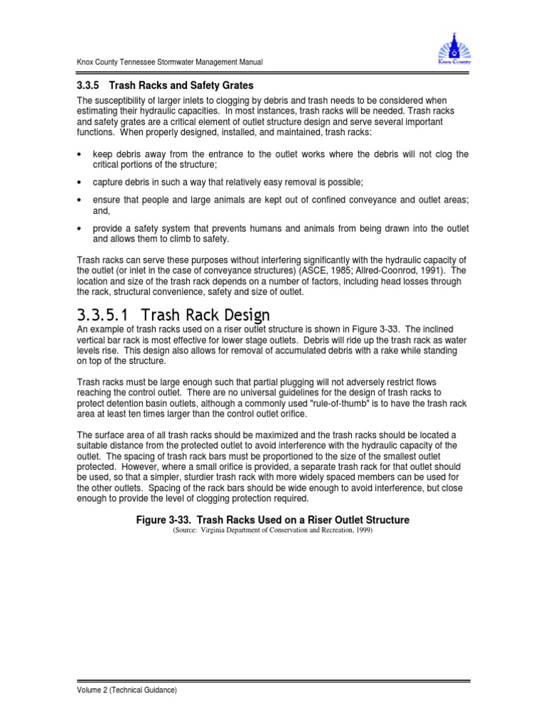 Trash Rack Design for Stormwater Management | PDF