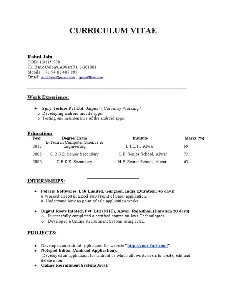 Rahul Jain CV | PDF