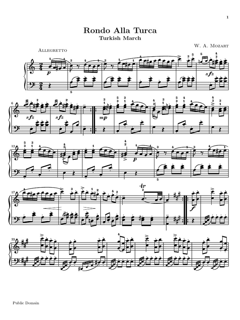 (Rondo Alla Turca) Turkish March - Mozart Piano Sheet Music | PDF ...