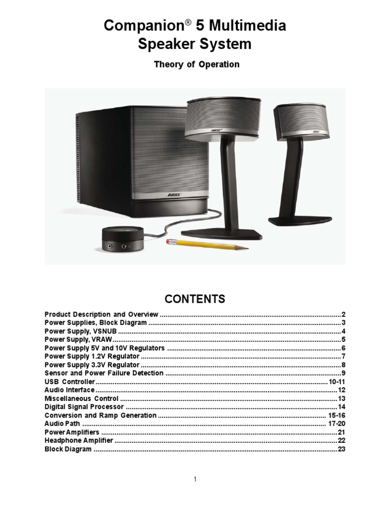 BOSE Companion 5 speakerシステム　動作品 説明書他 Companion 5 Theory of Operation | PDF | Amplifier | Power Supply