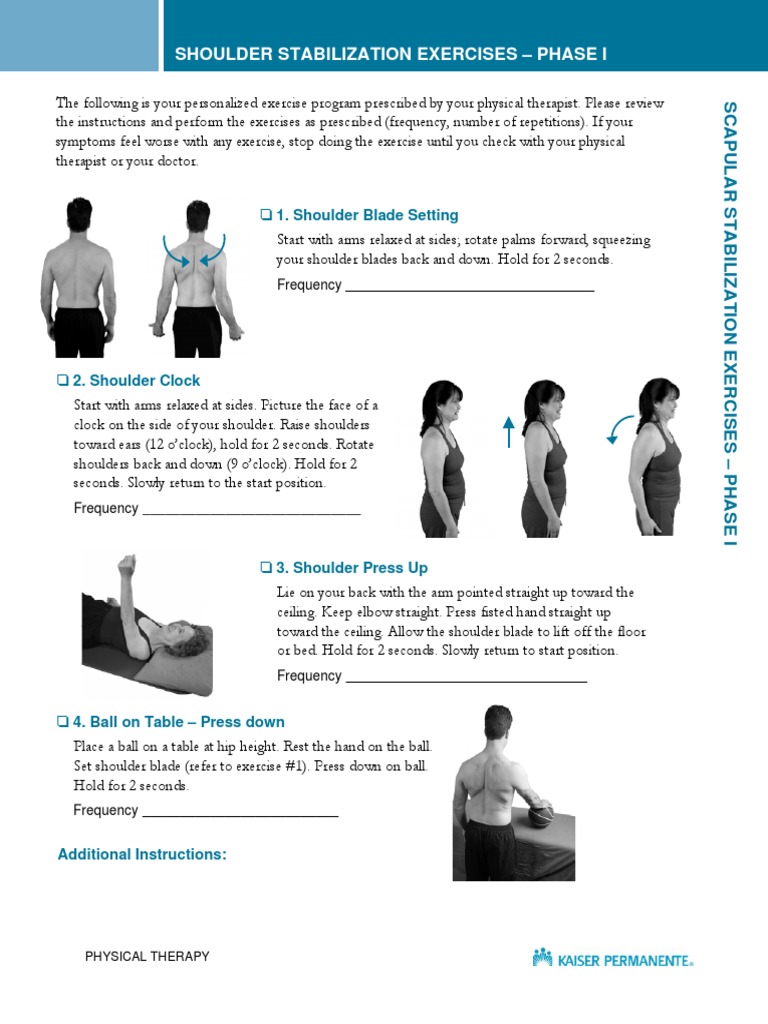 Shoulder Stabilization Exercises Phase I PDF Shoulder Frequency